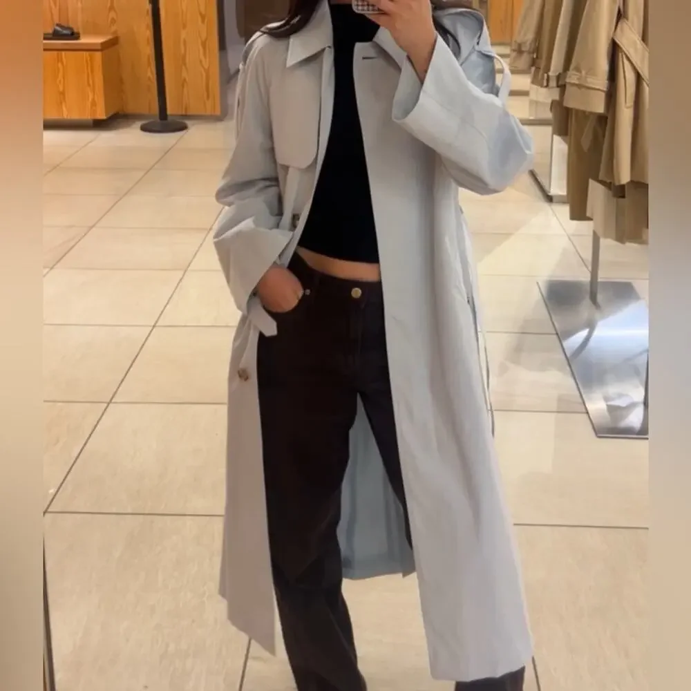 Sale ends 3/22 Burberry baby blue long Trench Coat US4 - Picture 5 of 11